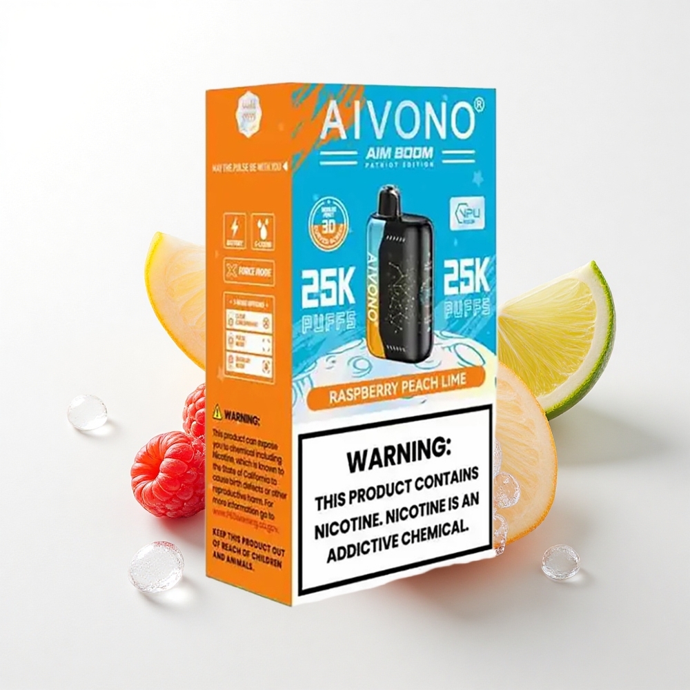 Aivono Aim Boom 25000 Puffs Hindbær Fersken Lime 28ml 650mAh