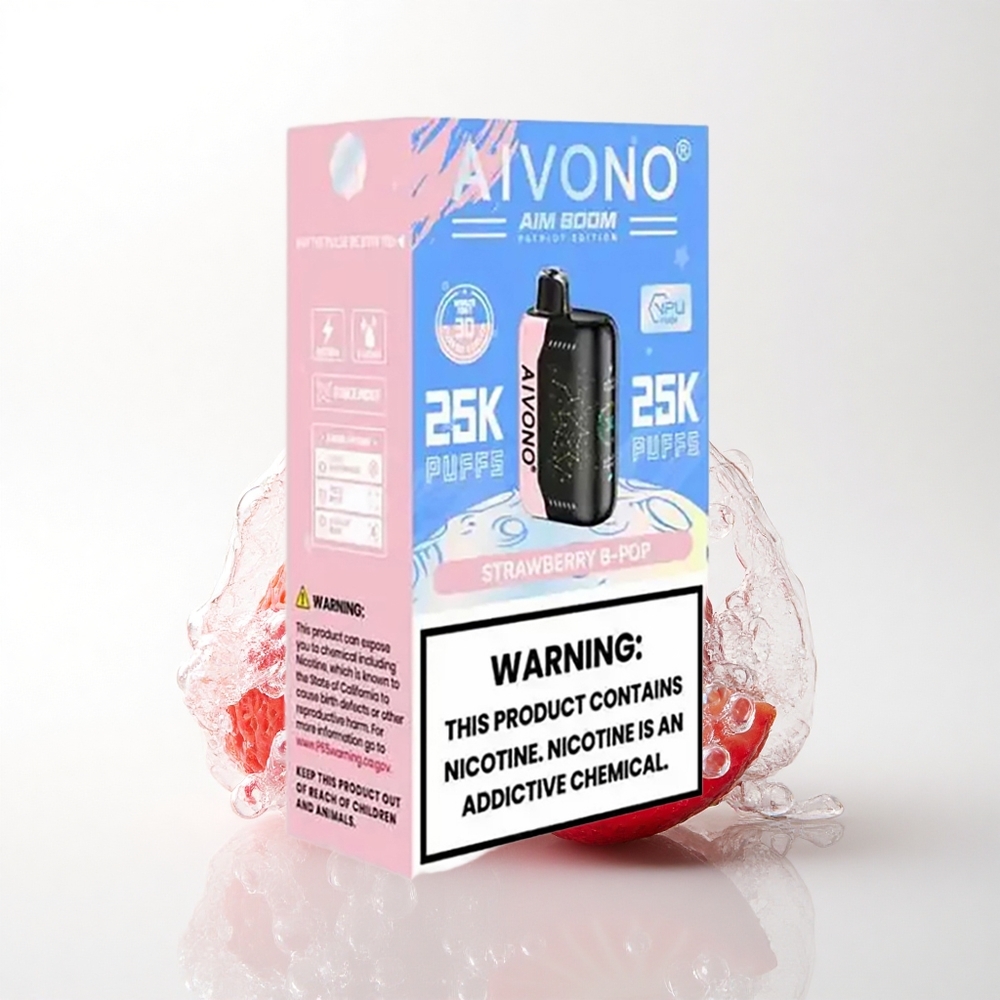 Aivono Aim Boom 25000 Puffs Jordbær B Pop 650mAh 0% Nikotin