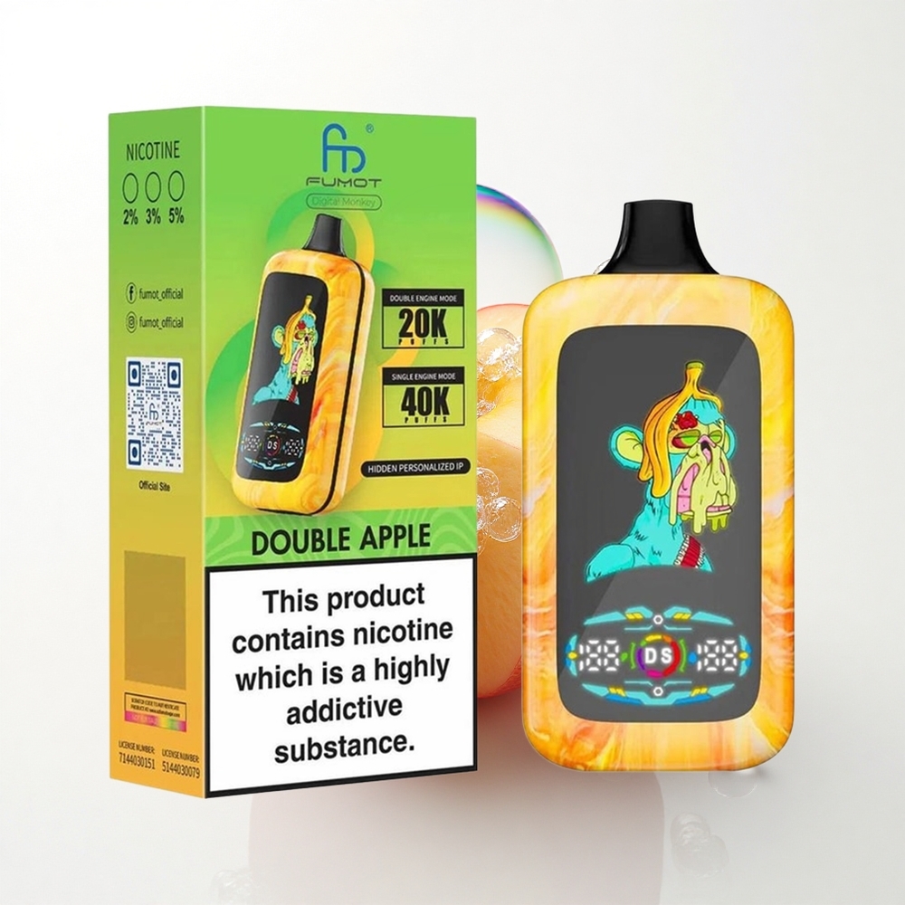 Fumot Digital Monkey 20000/40000 Puffs Dobbelt Æble Dual Mesh Coil 850 mAh
