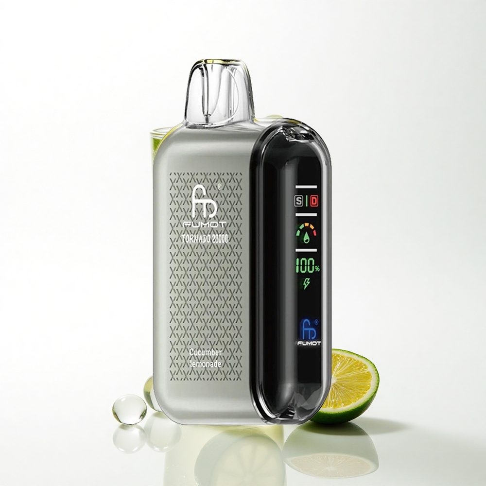 Fumot Tornado 20000 Puffs Agurke Lemonade med Dual Mesh Coil og 2% Nikotin