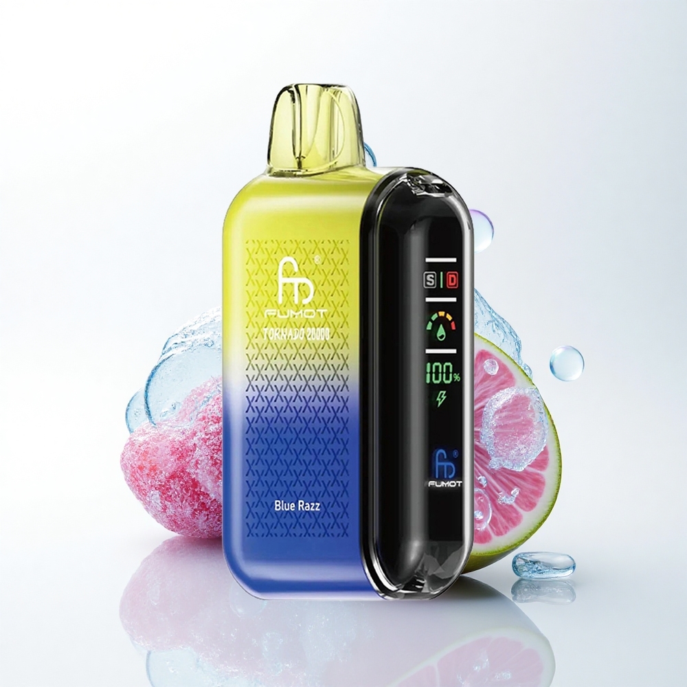 Fumot Tornado 20000 Puffs Blå Hindbær Dual Mesh Coil 20ml 850mAh 2% Nicotine