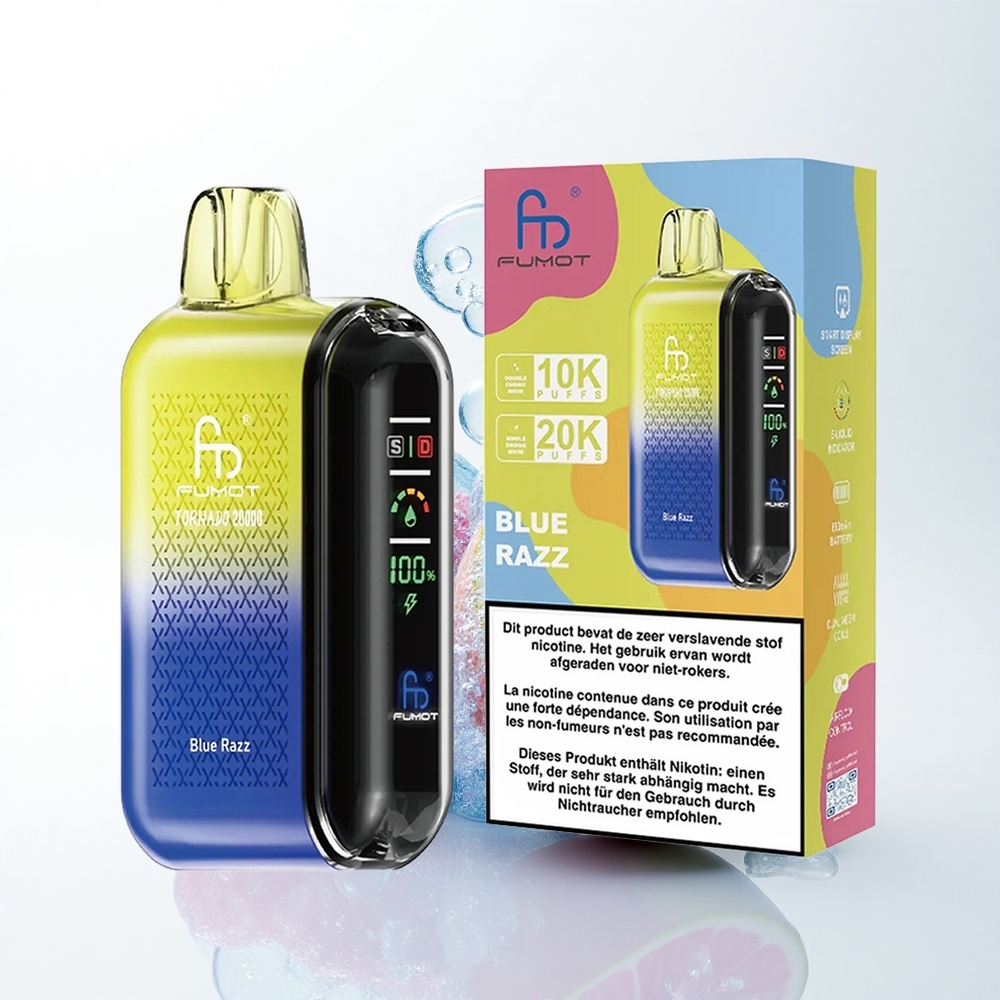 Fumot Tornado 20000 Puffs Blå Hindbær Dual Mesh Coil 20ml 850mAh 2% Nicotine