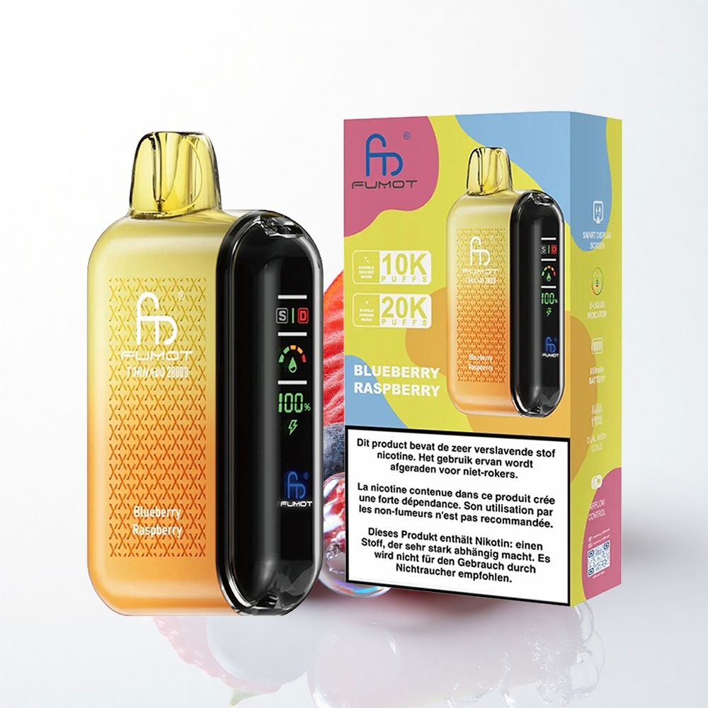 Fumot Tornado 20000 Puffs Blåbær Hindbær 850mAh 20ml Dual Mesh