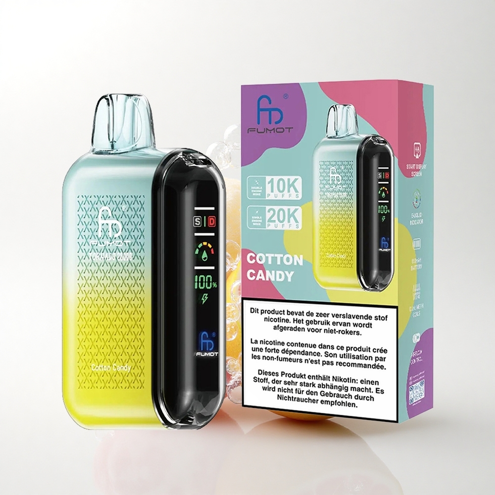 Fumot Tornado 20000 Puffs Bomuldssukker Dual Mesh Coil 850mAh