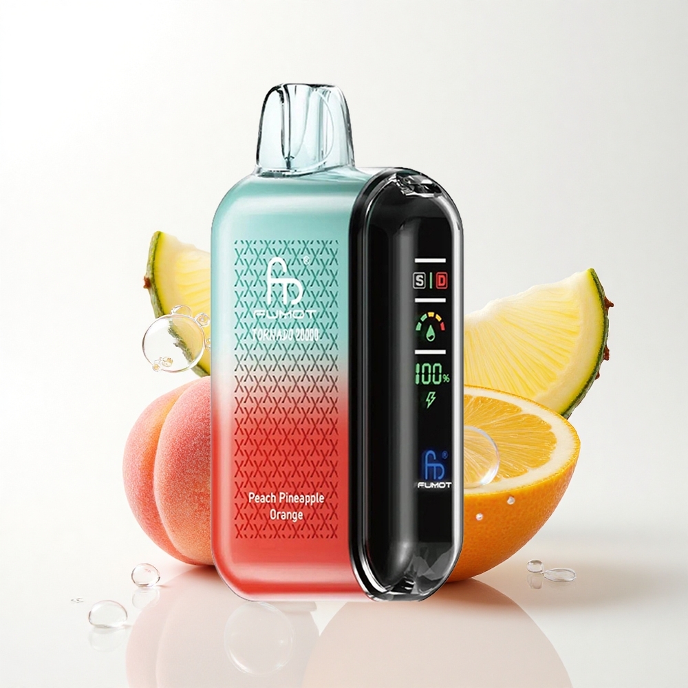 Fumot Tornado 20000 Puffs Fersken Ananas Appelsin Dual Mesh Coil 850mAh