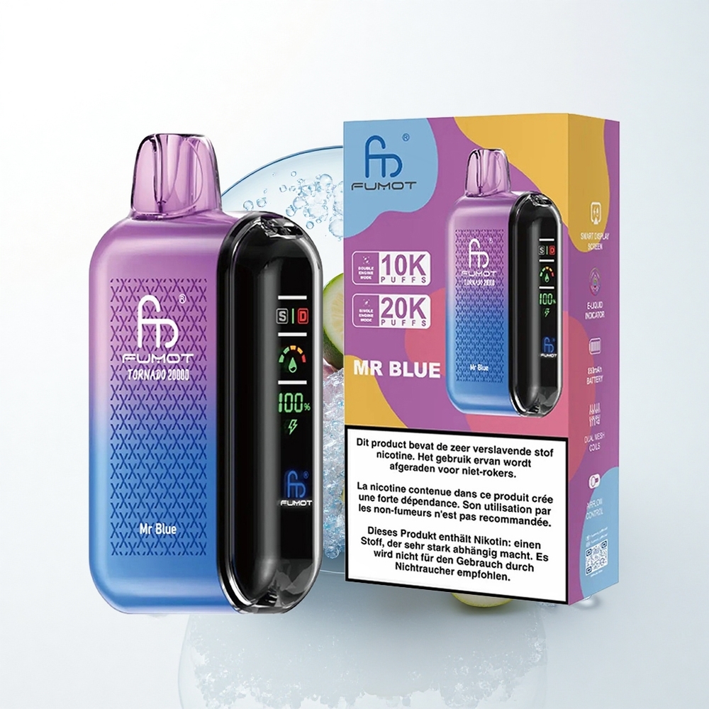Fumot Tornado 20000 Puffs Hr. Blå Dual Mesh Coil 20ml 850mAh
