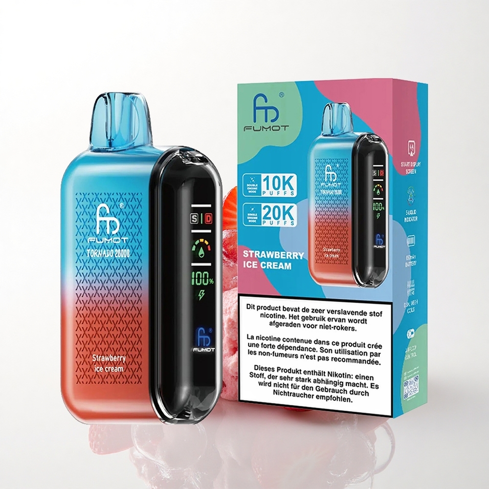 Fumot Tornado 20000 Puffs Jordbær Is Dual Mesh Coil 850mAh