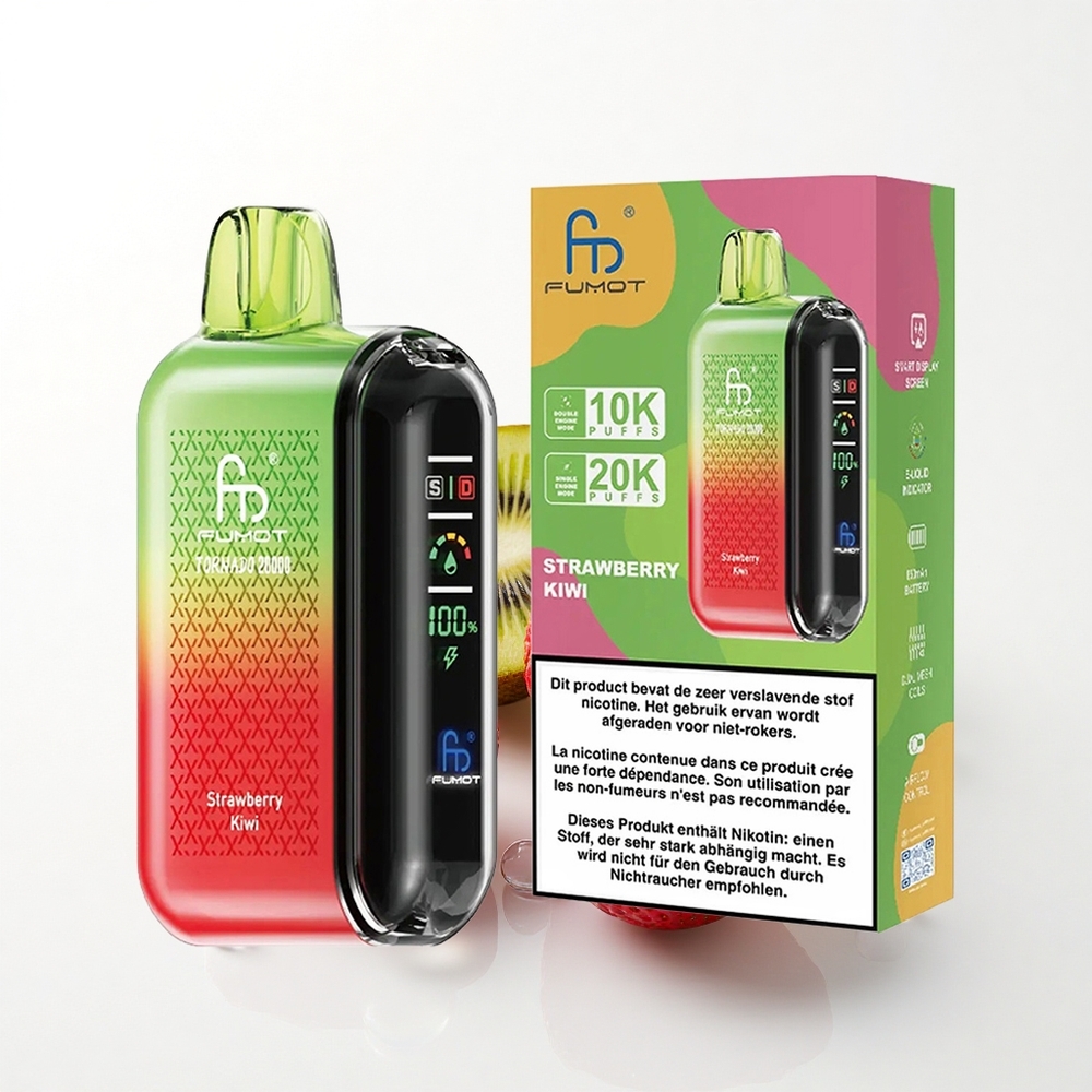 Fumot Tornado 20000 Puffs Jordbær Kiwi Dual Mesh Coil 850mAh