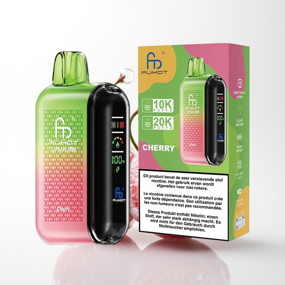 Fumot Tornado 20000 Puffs Kirsebær Dual Mesh 20ml 850mAh