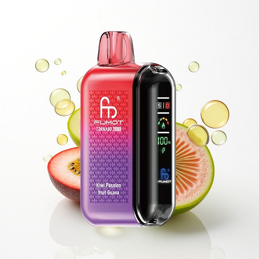 Fumot Tornado 20000 Puffs Kiwi Passionsfrugt Guava Dual Mesh Coil 850mAh