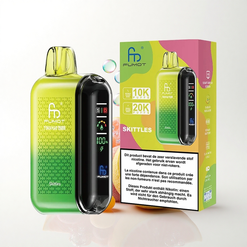 Fumot Tornado 20000 Puffs Skittles Dual Mesh Coil 20ml E-liquid 850mAh
