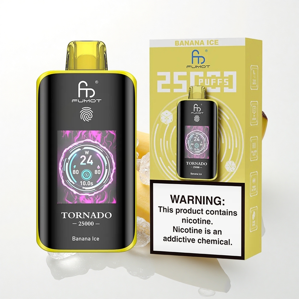 Fumot Tornado 25000 Puffs Banana Is med 700mAh og 20ml