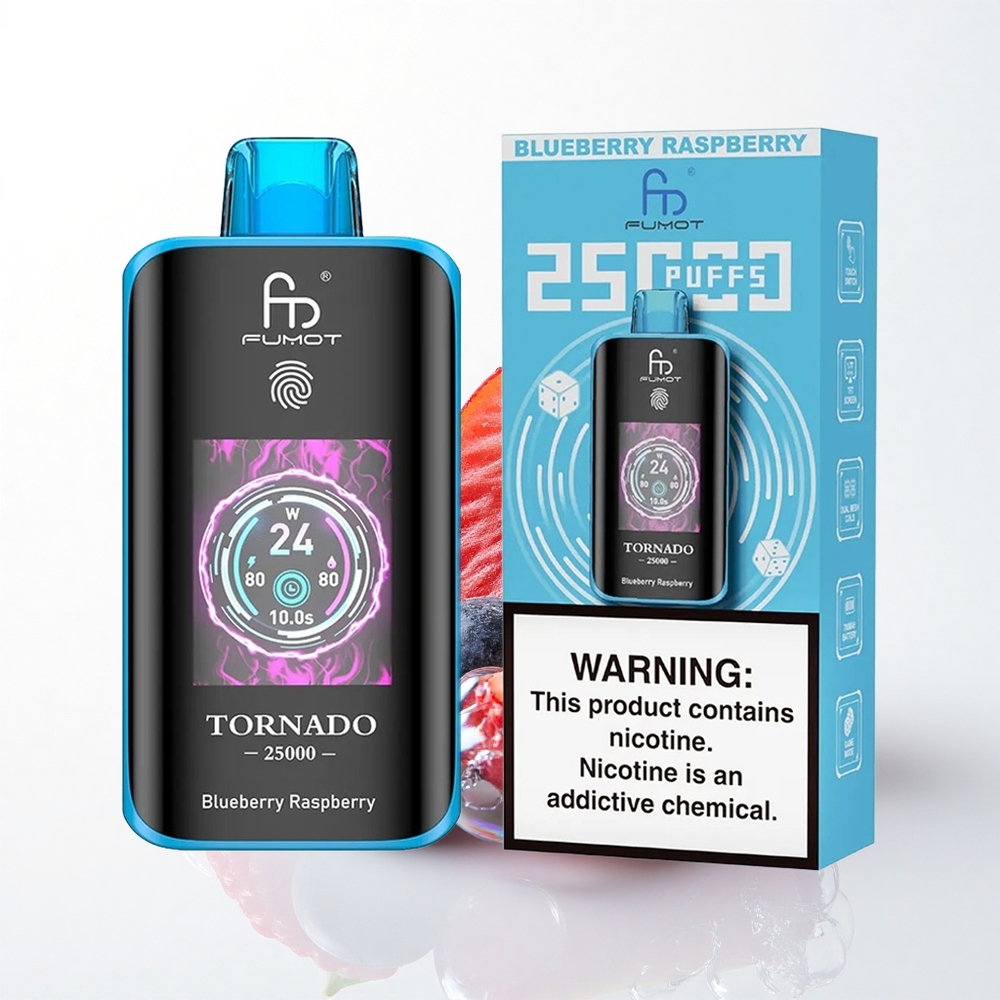 Fumot Tornado 25000 Puffs Blåbær Hindbær 700mAh 20ml 0/2%/3%/5% Nikotin