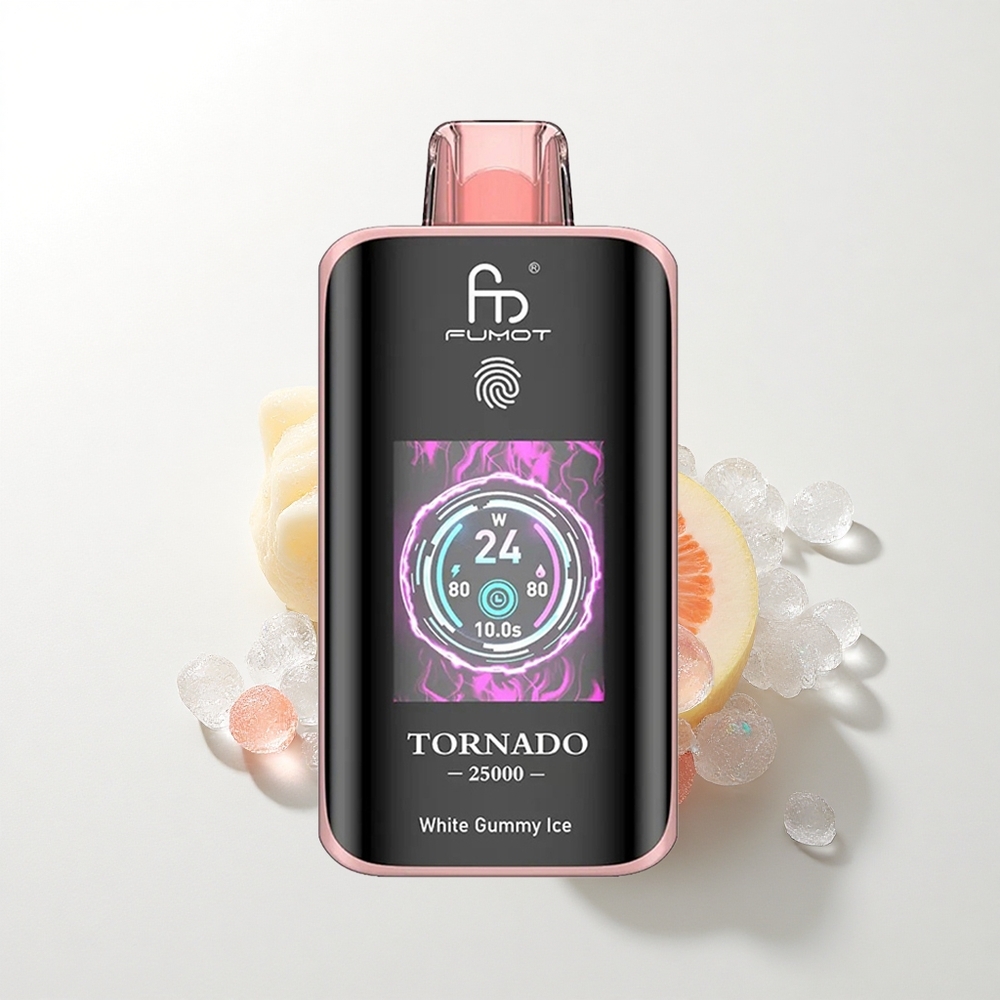 Fumot Tornado 25000 Puffs Hvid Gummy Is med 700mAh og 20ml