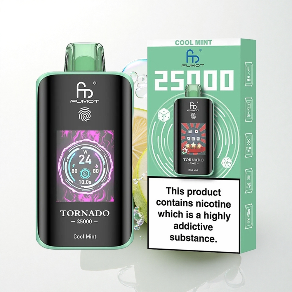 Fumot Tornado 25000 Puffs Kølig Mynte HD Skærm 700mAh 20ml Nicotin