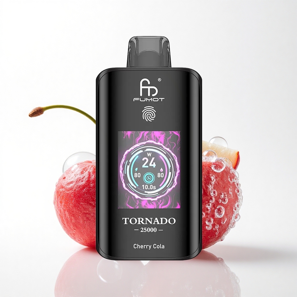 Fumot Tornado 25000 Puffs Kirsebær Cola 700mAh 20ml 0/2%/3%/5% Nikotin