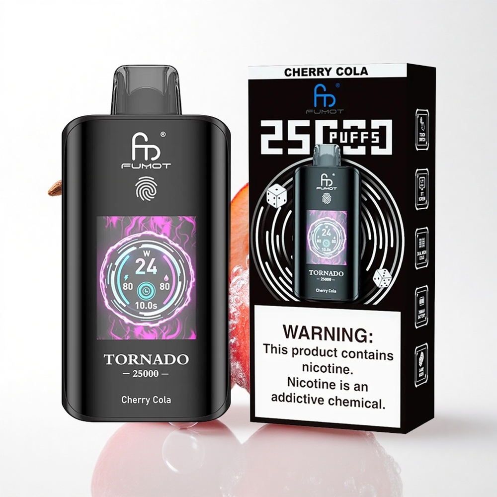 Fumot Tornado 25000 Puffs Kirsebær Cola 700mAh 20ml 0/2%/3%/5% Nikotin