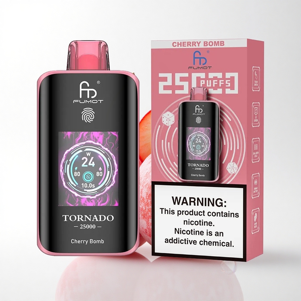 Fumot Tornado 25000 Puffs Kirsebombe HD Skærm 700mAh 20ml