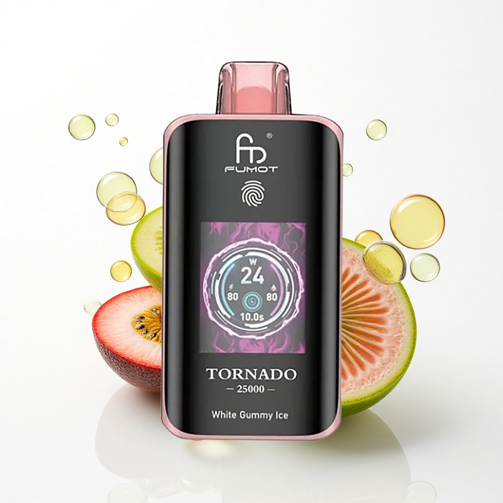 Fumot Tornado 25000 Puffs Kiwis Passionsfrugt Guava med HD-skærm og 700mAh batteri