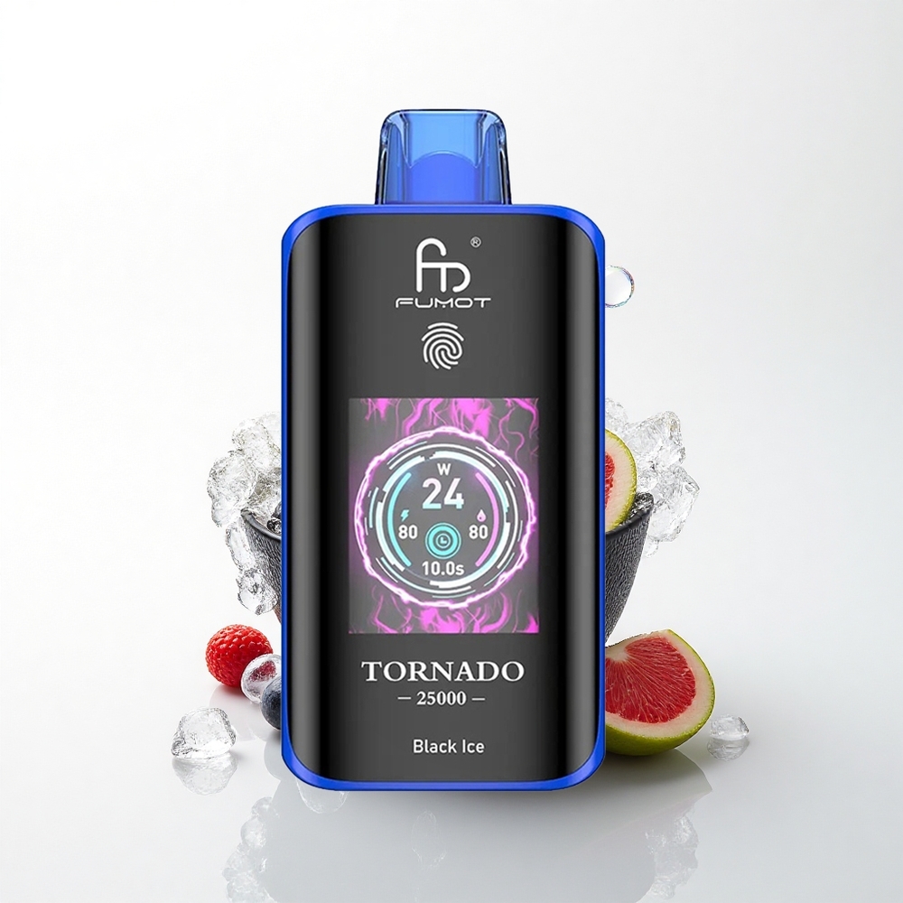 Fumot Tornado 25000 Puffs Sort Is med Skærm og 700mAh