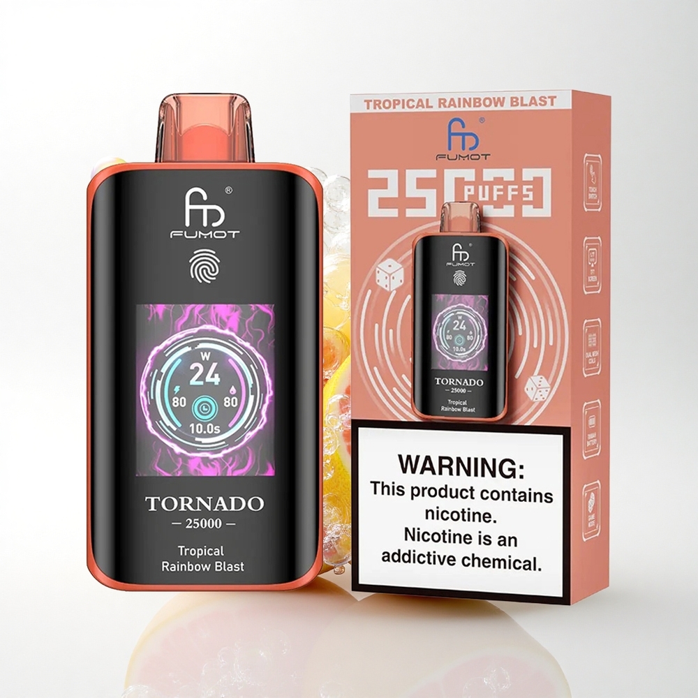 Fumot Tornado 25000 Puffs Tropisk Regnbue Eksplosion med 700mAh og 20ml