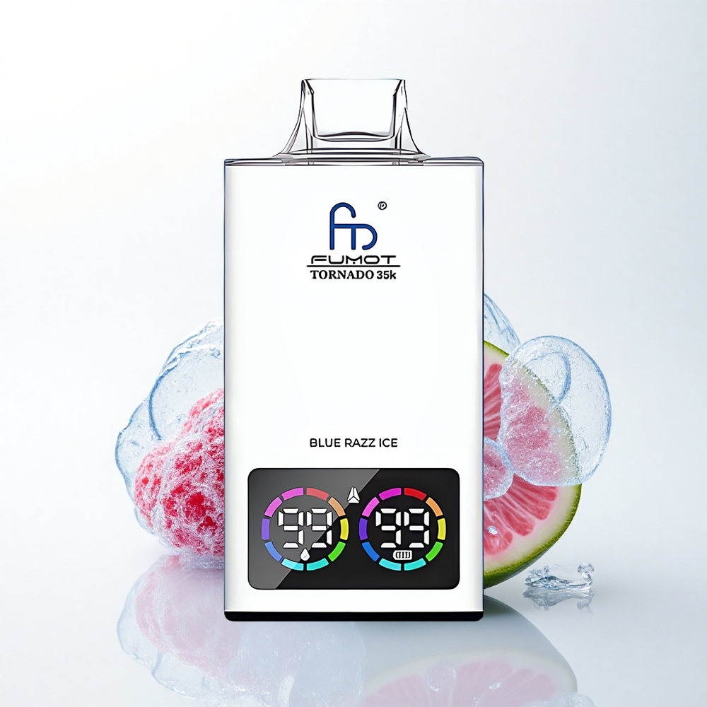 Fumot Tornado 35000 Puffs Blå Hindbær Is med Dual Mesh Coil og 700 mAh