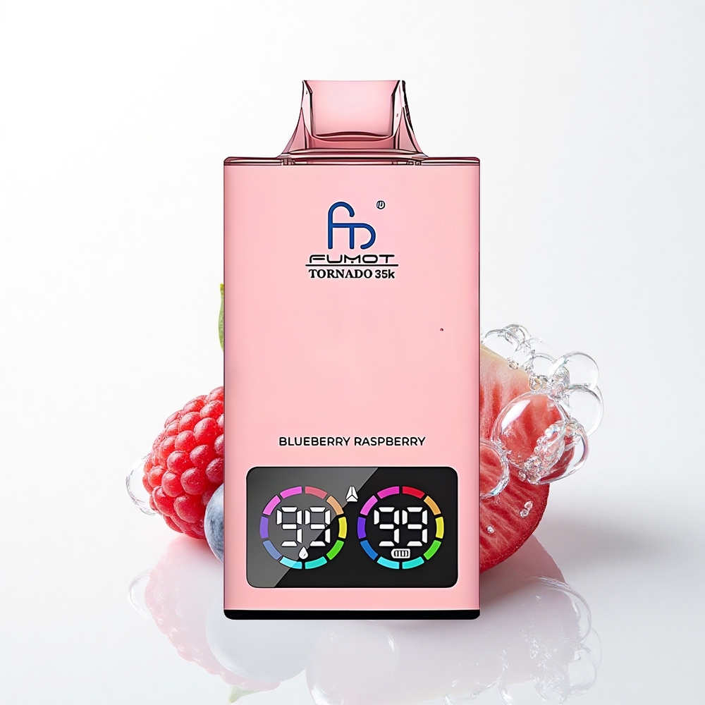 Fumot Tornado 35000 Puffs Blåbær Hindbær Dual Mesh 15ml 700mAh USB-C