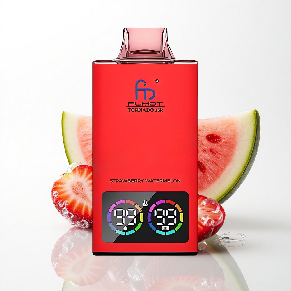 Fumot Tornado 35000 Puffs Jordbær Vandmelon Dual Mesh Coil 15ml E-juice 700 MAH Batteri
