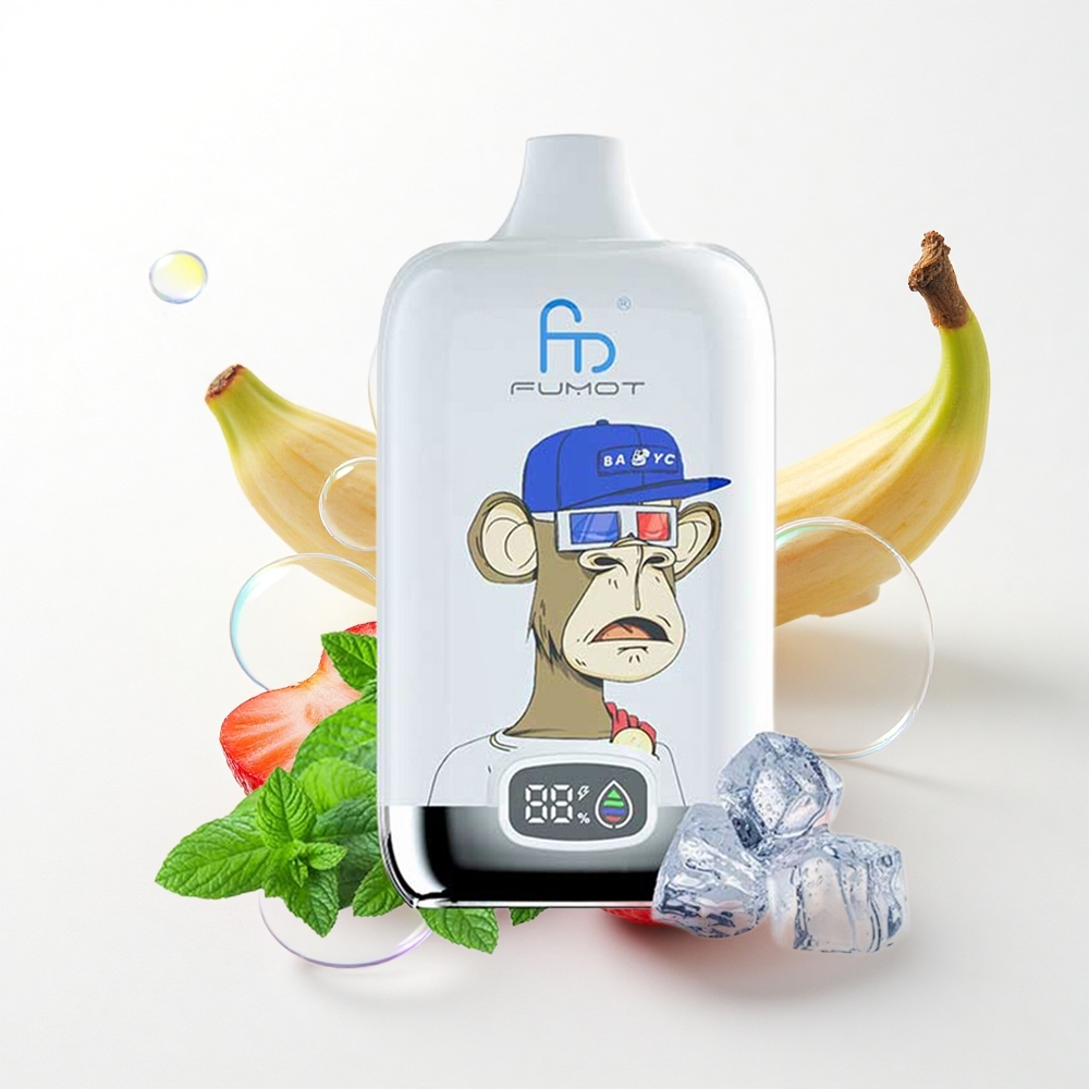 Fumot Tornado Digital Box 12000 Puffs Jordbær Banan Type-C 550mAh Mesh Coil