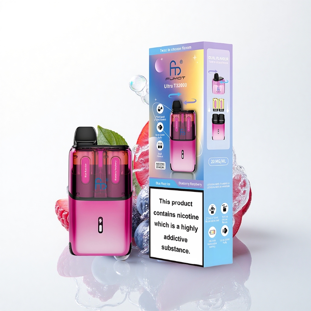 Fumot Ultra T32000 Puffs Blå Hindbær Is - Blåbær Hindbær med 800mAh og 20mg nikotin