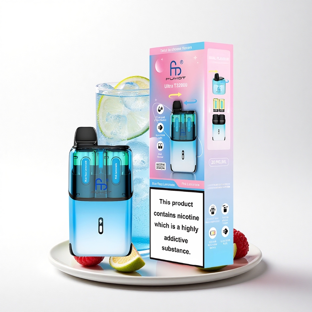 Fumot Ultra T32000 Puffs Blå Hindbær Lemonade - Lyserød Lemonade 20mg Nikotin 800mAh