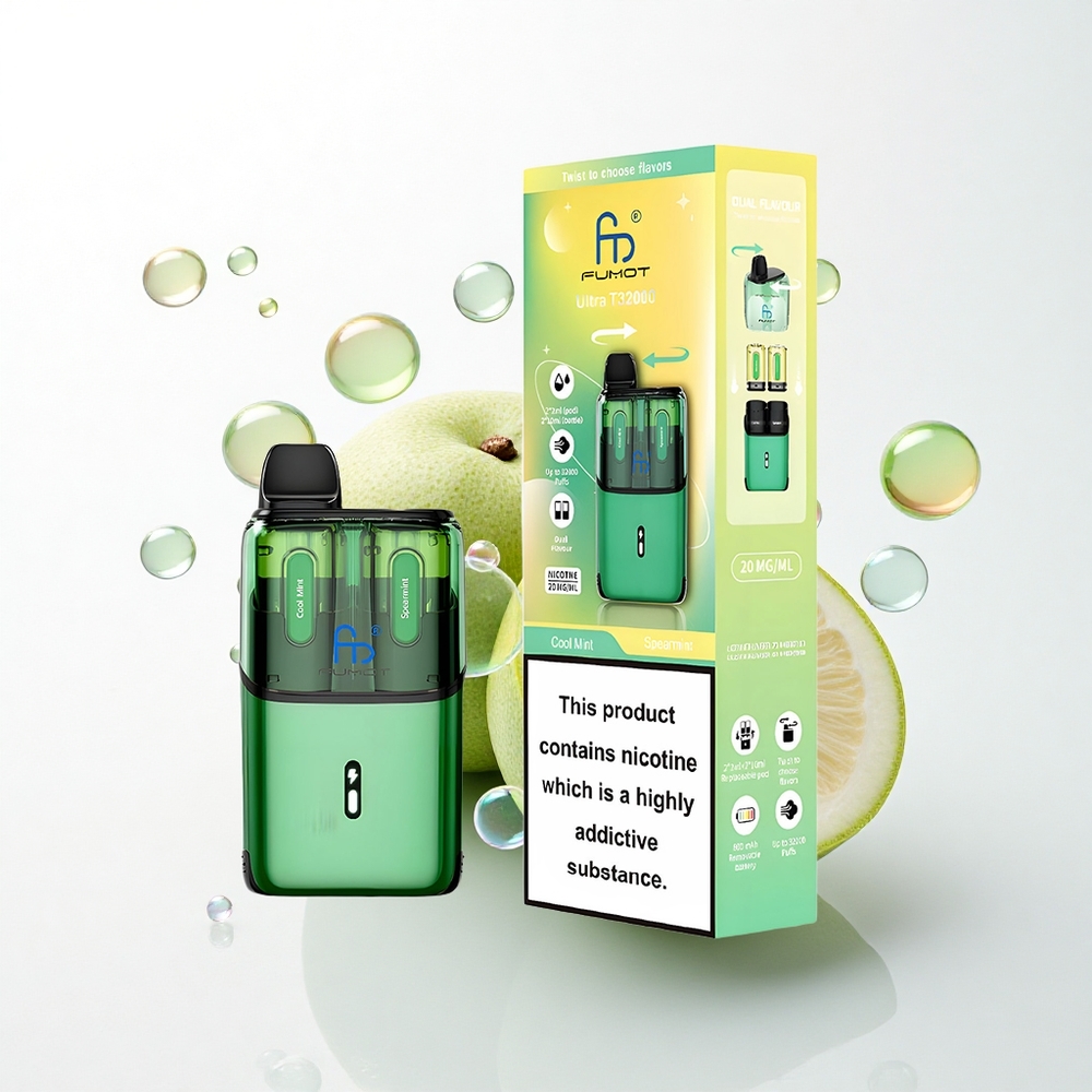 Fumot Ultra T32000 Puffs Kølig Mynte - Spidsmynte med 800mAh og 20mg nikotin