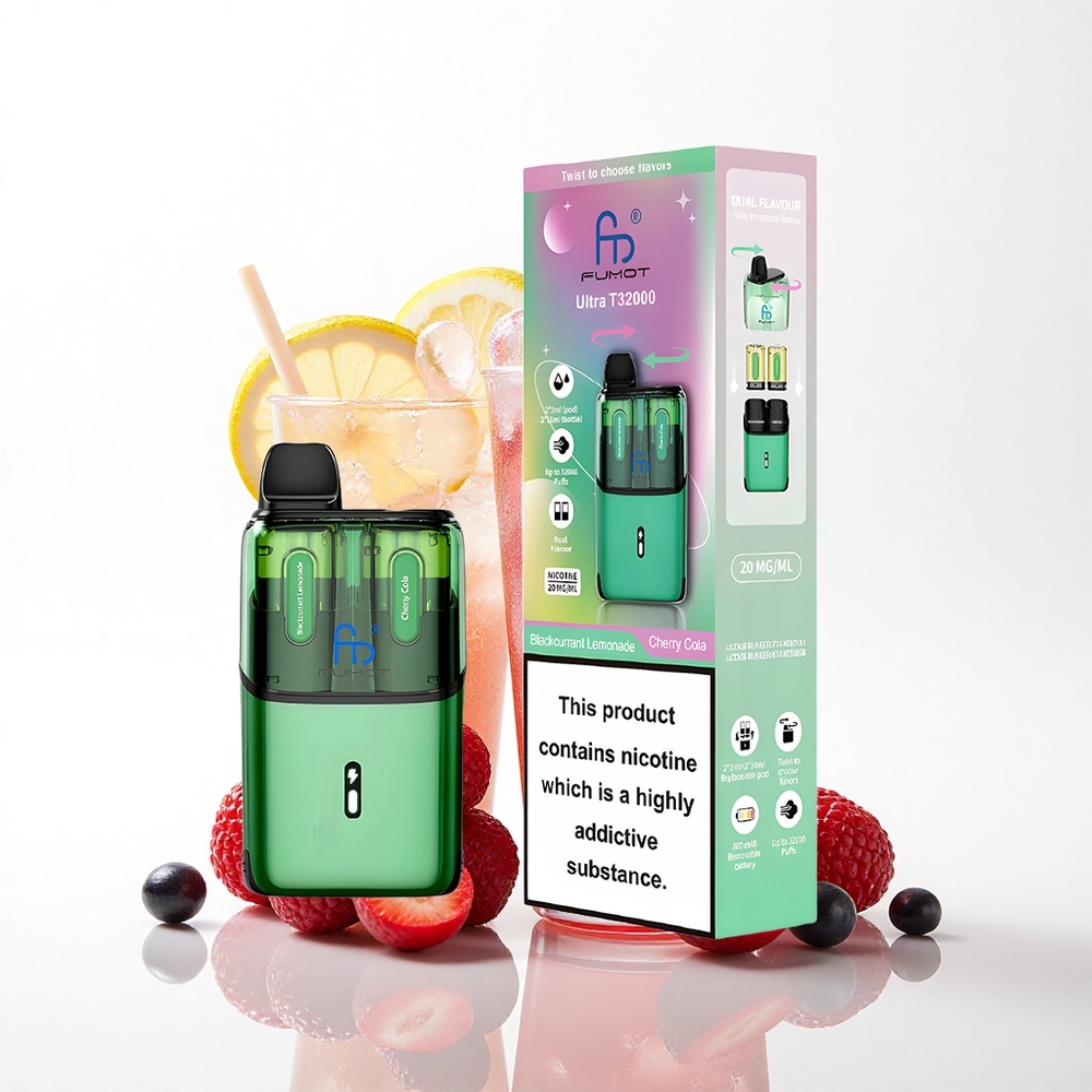 Fumot Ultra T32000 Puffs Sortsolbærsaftevand - Kirsebærcola med 20mg nikotin og 800mAh batteri