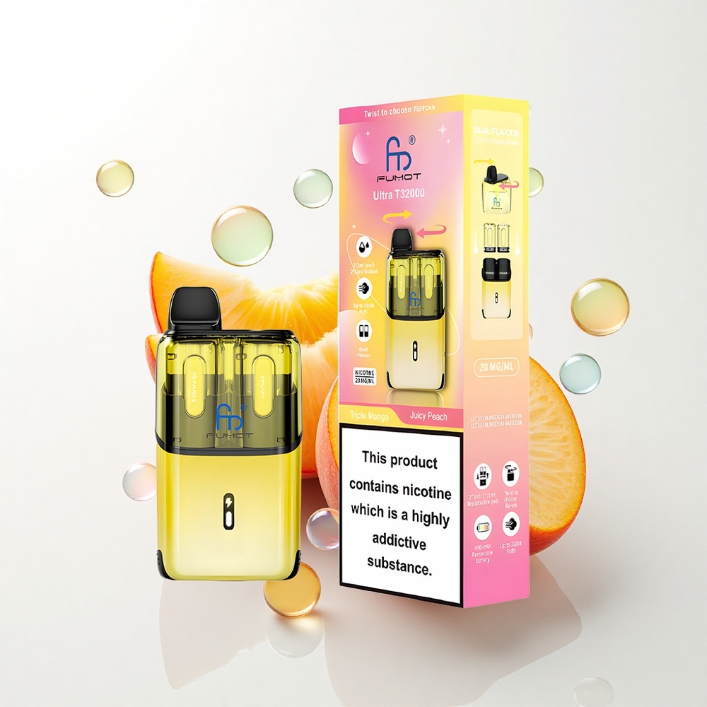 Fumot Ultra T32000 Puffs Tredobbelt Mango - Saftig Fersken med 20mg Nikotin og 800mAh