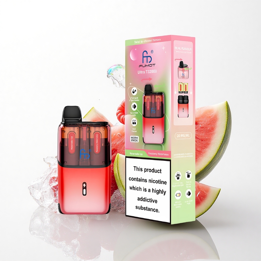 Fumot Ultra T32000 Puffs Vandmelon Ishinde Hindbær Vandmelon - 20mg Nikotin - 800mAh - 24ml E-Væske