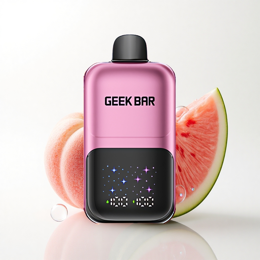 GEEK BAR 2GO 20ml 50000 Puffs Fersken & Vandmelon Interaktivt Skærm Justerbar Smag 5% Nikotin Opladningsbar