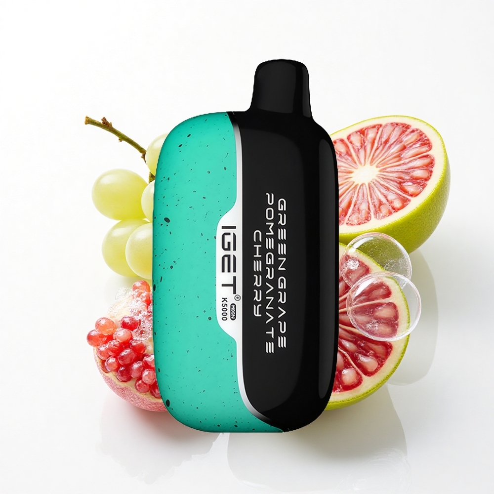 IGET Moon K5000 Puffs Grøn Druer Granatæble Kirsebær PC Mesh Coil 1.35 Ohm