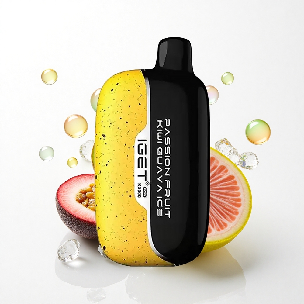 IGET Moon K5000 Puffs Passionsfrugt Kiwi Guava Is med PC-materiale og Mesh Coil 1,35 Ohm