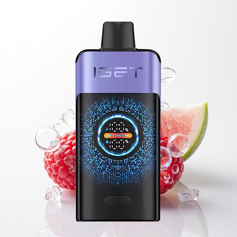 IGET ONE 12000 Puffs Hindbær Vindrue Is med 2700 mAh og 0,6 ohm Dual Mesh Coil