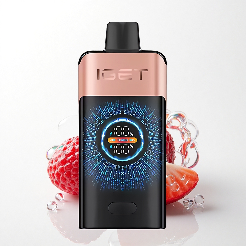IGET ONE 12000 Puffs Jordbær Hindbær 2700mAh Skærm